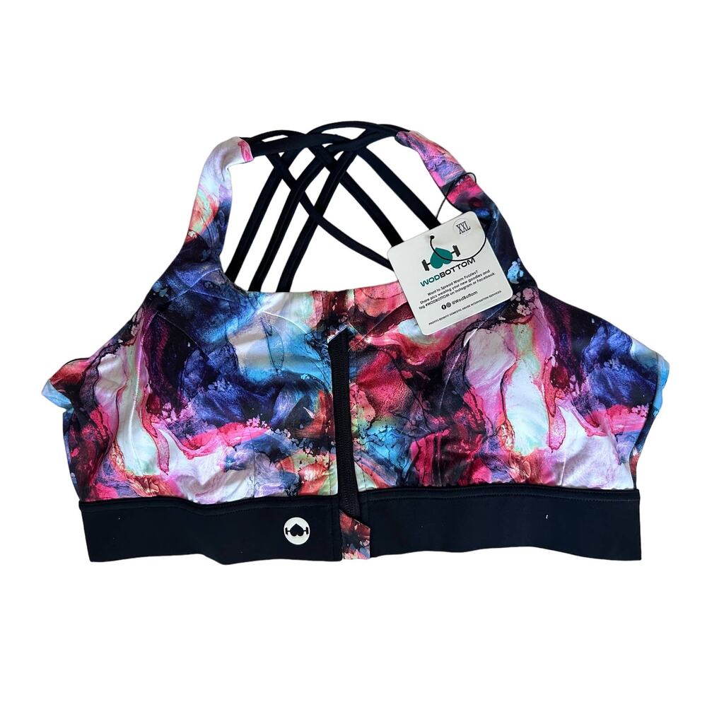 Wodbottom NWT Women’s Abstract Multicolor Zip/Clasp Sportsbra - XXL